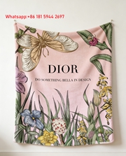 Dior Floral Butterfly Flannel Blanket Throw Sofa Decor D114